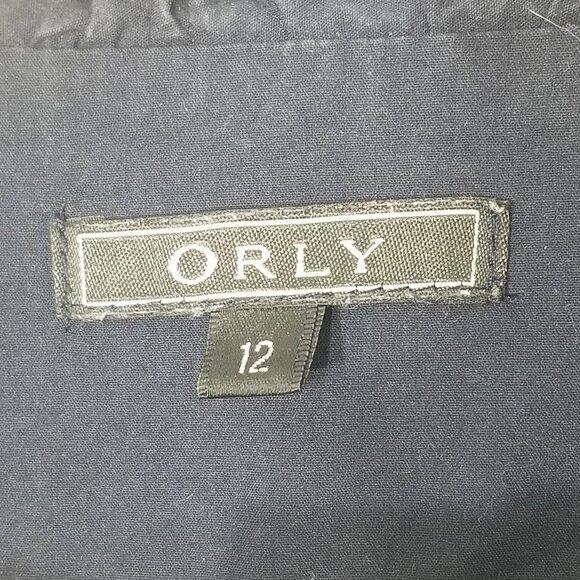 Orly Navy Blue Cotton Blend Knit Sleeve Zip Front Pockets Drawstring Jacket 12 - Picture 2 of 12